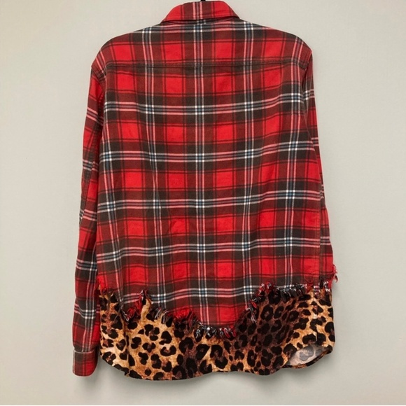 R13 plaid flannel tattered hem shirt in good used condition - Picture 4 of 9